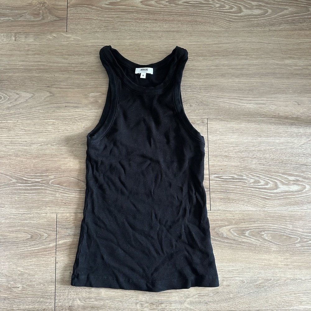 Agolde Black Ribbed Tank Top